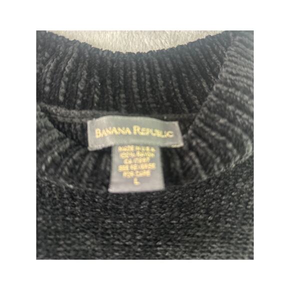 Banana Republic Chenille Short Sleeve Mock Neck Top • Black • Size L - Picture 6 of 6